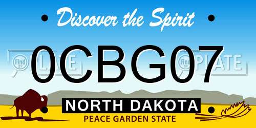 0CBG07 North Dakota License Plate