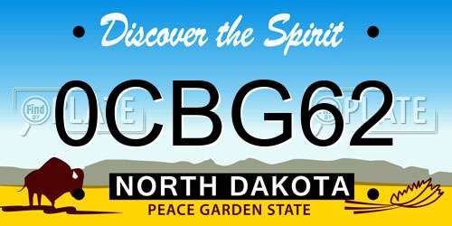 0CBG62 North Dakota License Plate