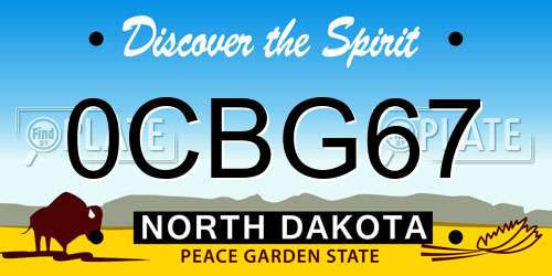0CBG67 North Dakota License Plate