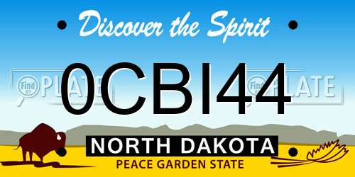 0CBI44 North Dakota License Plate