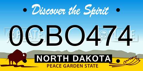 0CBO474 North Dakota License Plate