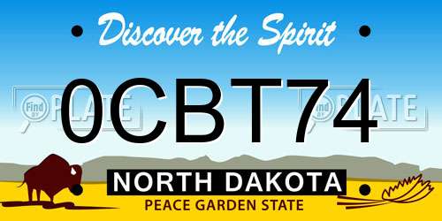0CBT74 North Dakota License Plate