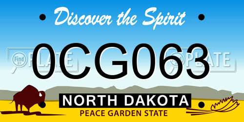 0CG063 North Dakota License Plate