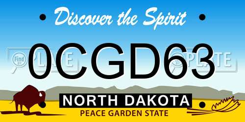 0CGD63 North Dakota License Plate