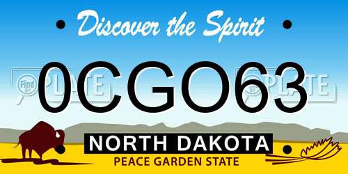 0CGO63 North Dakota License Plate