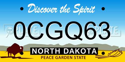0CGQ63 North Dakota License Plate