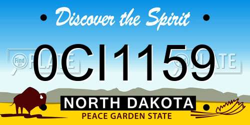 0CI1159 North Dakota License Plate