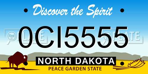 0CI5555 North Dakota License Plate