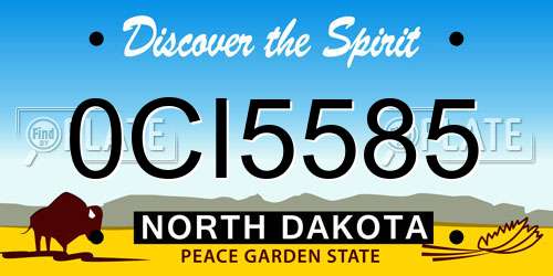 0CI5585 North Dakota License Plate