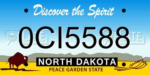 0CI5588 North Dakota License Plate