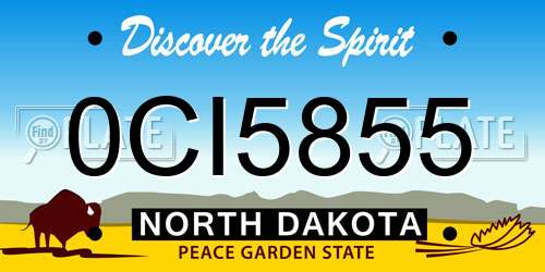 0CI5855 North Dakota License Plate