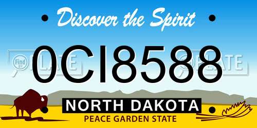 0CI8588 North Dakota License Plate