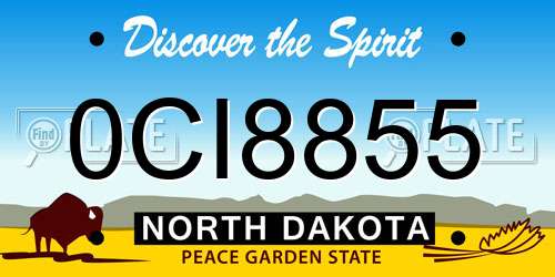 0CI8855 North Dakota License Plate