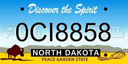 0CI8858 North Dakota License Plate