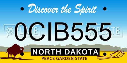 0CIB555 North Dakota License Plate