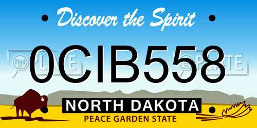 0CIB558 North Dakota License Plate