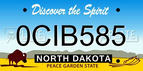 0CIB585 North Dakota License Plate