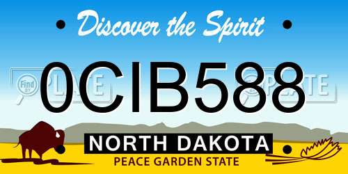0CIB588 North Dakota License Plate