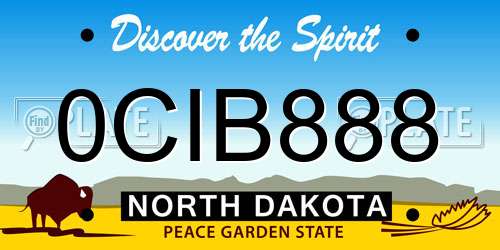 0CIB888 North Dakota License Plate