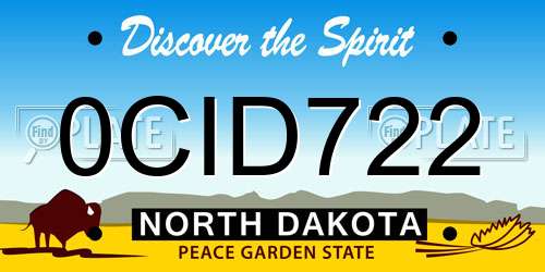 0CID722 North Dakota License Plate