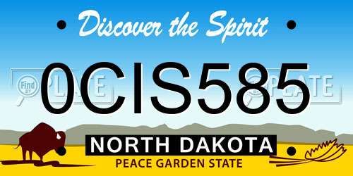 0CIS585 North Dakota License Plate