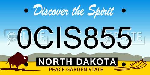 0CIS855 North Dakota License Plate