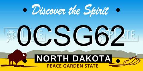 0CSG62 North Dakota License Plate