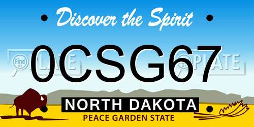 0CSG67 North Dakota License Plate