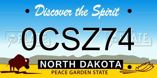 0CSZ74 North Dakota License Plate