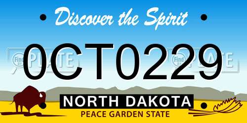 0CT0229 North Dakota License Plate