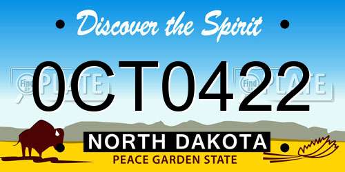 0CT0422 North Dakota License Plate