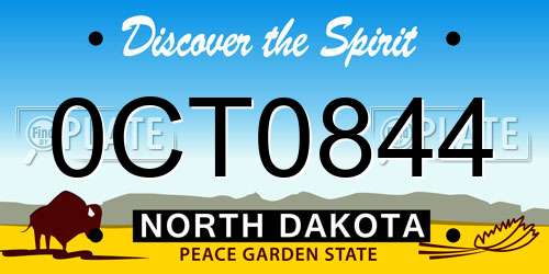 0CT0844 North Dakota License Plate