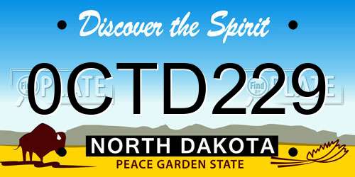 0CTD229 North Dakota License Plate