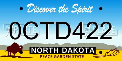 0CTD422 North Dakota License Plate