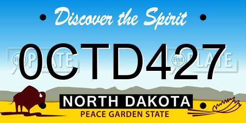 0CTD427 North Dakota License Plate