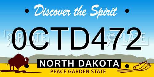 0CTD472 North Dakota License Plate
