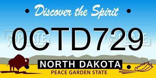 0CTD729 North Dakota License Plate