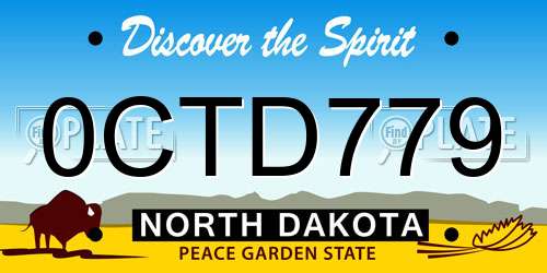 0CTD779 North Dakota License Plate