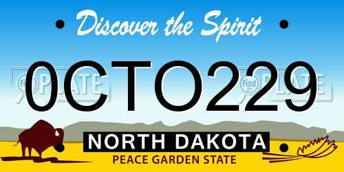 0CTO229 North Dakota License Plate