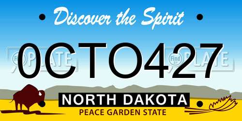 0CTO427 North Dakota License Plate