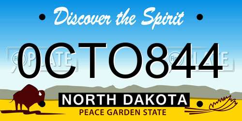 0CTO844 North Dakota License Plate