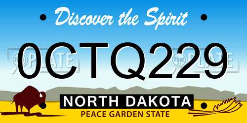 0CTQ229 North Dakota License Plate