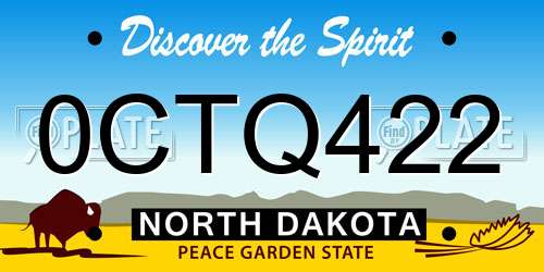 0CTQ422 North Dakota License Plate
