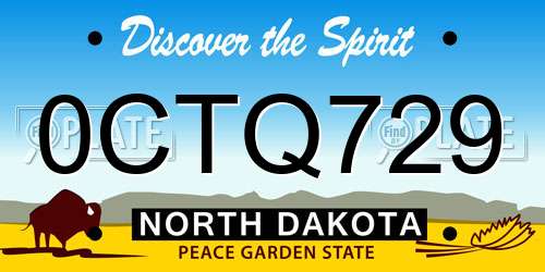 0CTQ729 North Dakota License Plate