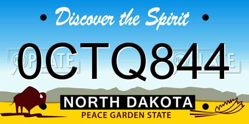 0CTQ844 North Dakota License Plate