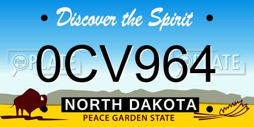 0CV964 North Dakota License Plate