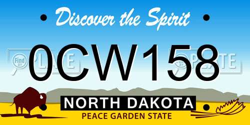 0CW158 North Dakota License Plate