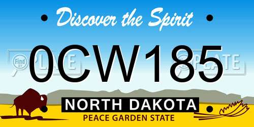 0CW185 North Dakota License Plate