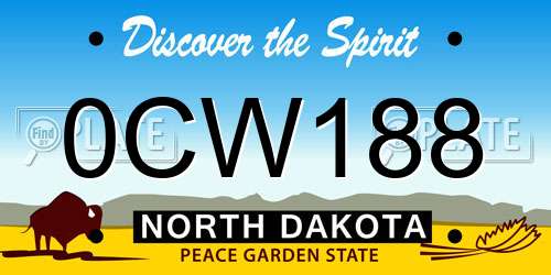 0CW188 North Dakota License Plate