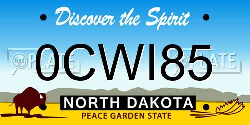 0CWI85 North Dakota License Plate